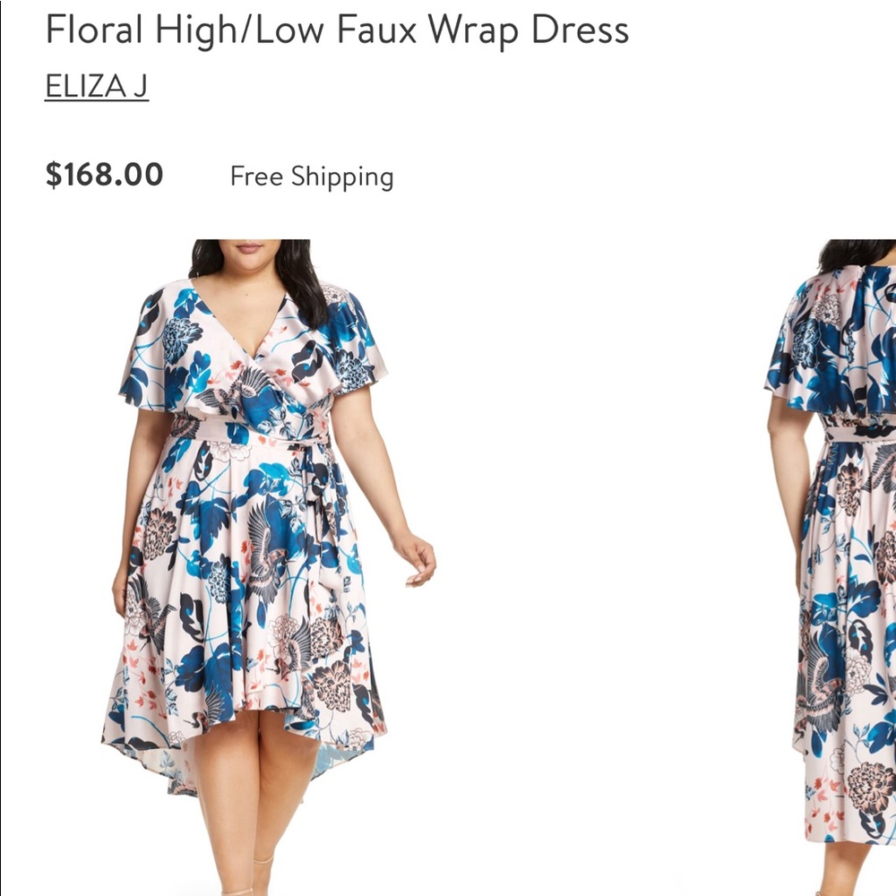 Sz 16W | High Low Faux Wrap Dress